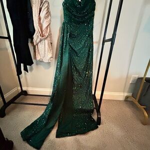 Elegant Green Sequin Gown